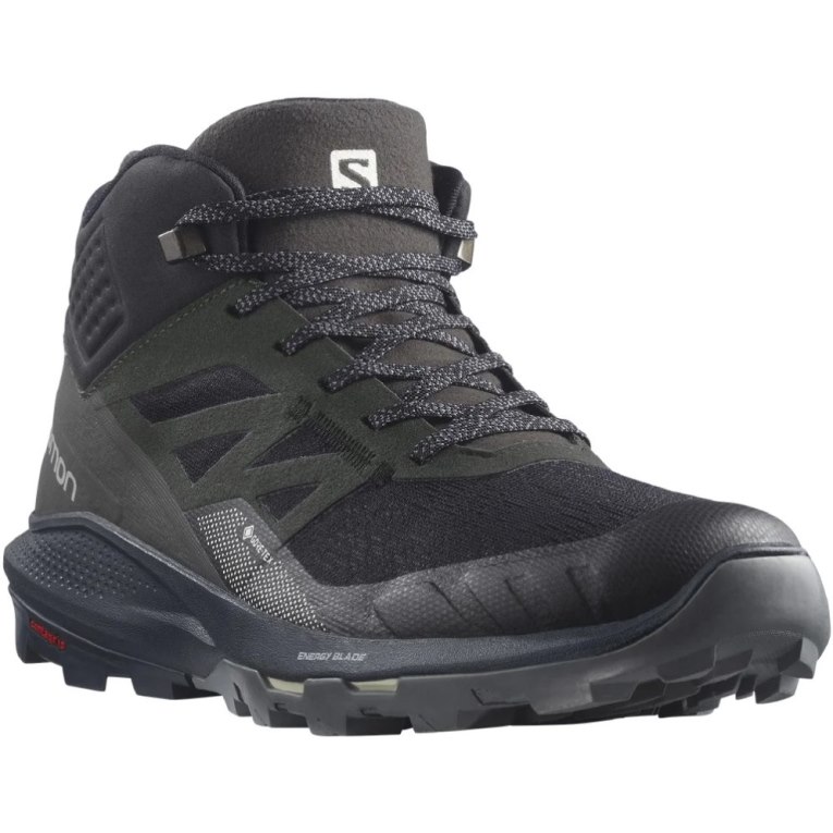 Black / Olive Salomon Outpulse Mid GTX Men's Hiking Boots | IE DE4651